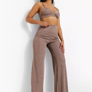 Boohoo Mocha Brown 2 piece set: Top: US 6, Bottoms US 4